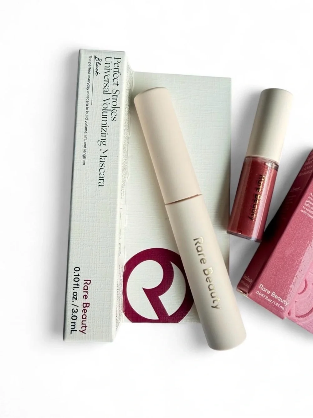 Rare Beauty Mascara and Shimmery Rose Lip Gloss Set - Black Mascara & Rose Gloss